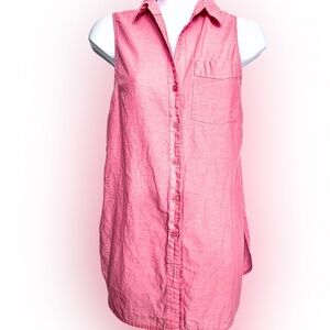 Ali & Kris Sleeveless Collared Pink Button Down Shirt Top Womens Size Small